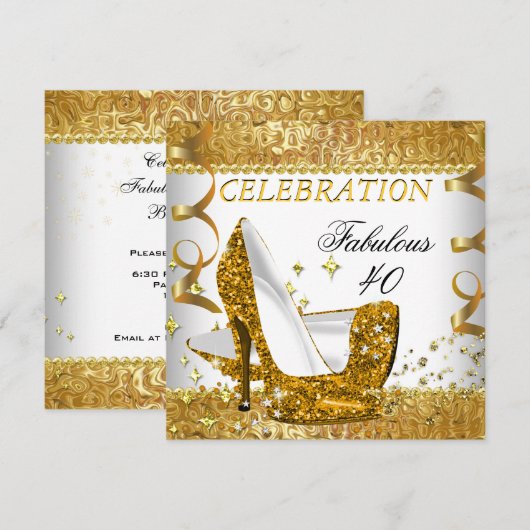 Invitation Fabuleux talons hauts blancs dorés pailletés pour (Devant / Derrière)