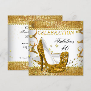Invitation Fabuleux talons hauts blancs dorés pailletés pour 