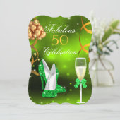 Invitation Fabuleux talons hauts dorés verts citron 50 Champa (Debout devant)