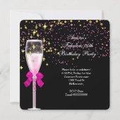 Invitation Fabuleux talons roses chauds Gold Noir fête d'anni (Dos)