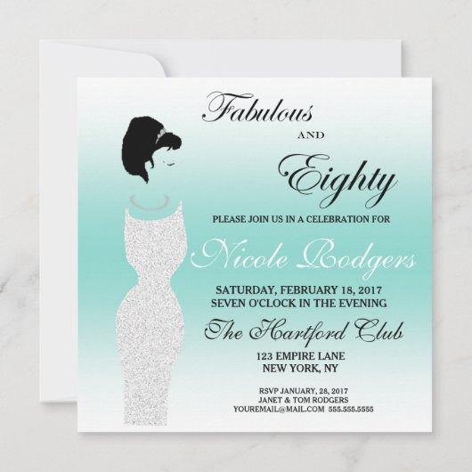 Invitation Fabuleux Tiara Party et 80 80ème anniversaire fête (Dos)