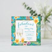 Invitation Fabuleux Tropical Turquoise bleu Champagne (Debout devant)
