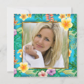 Invitation Fabuleux Tropical Turquoise bleu Champagne (Dos)