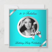 Invitation Fabuleux Turquoise Blue Diamond Silver Photo 30 Pa (Devant)