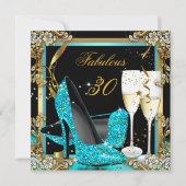 Invitation Fabuleux Turquoise Blue Heels Black Champagne Part (Devant)