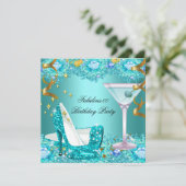 Invitation Fabuleux Turquoise Blue Parties scintillant hauts  (Debout devant)