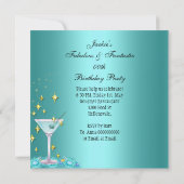 Invitation Fabuleux Turquoise Blue Parties scintillant hauts  (Dos)