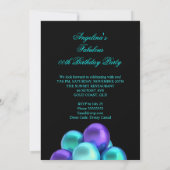 Invitation Fabuleux Turquoise violet ballons Noir Anniversair (Dos)