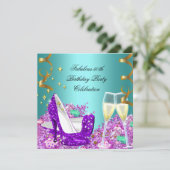 Invitation Fabuleux Turquoise violet Parties scintillant haut (Debout devant)