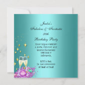 Invitation Fabuleux Turquoise violet Parties scintillant haut (Dos)
