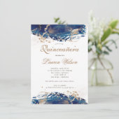 Invitation fabuleux vagues d'or de la marine Quinceanera Invi (Debout devant)