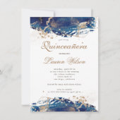 Invitation fabuleux vagues d'or de la marine Quinceanera Invi (Devant)