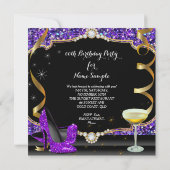Invitation Fabuleux violet Parties scintillant noire fête d'a (Dos)