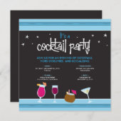 Invitation Fabully Festive Cocktail Party (aqua) (Devant / Derrière)
