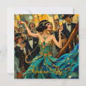 Invitation Fabulos 50 Art déco 1920 Flapper Vert Bijou (Devant)