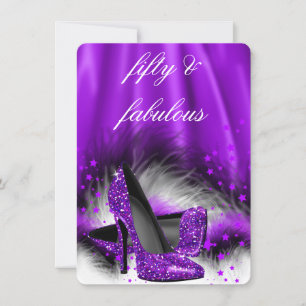 Invitation Fabulos 50 Étoiles Violettes Fête d'anniversaire a
