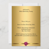 Invitation Fabulos 50e Anniversaire Fleur Rouge Or (Dos)