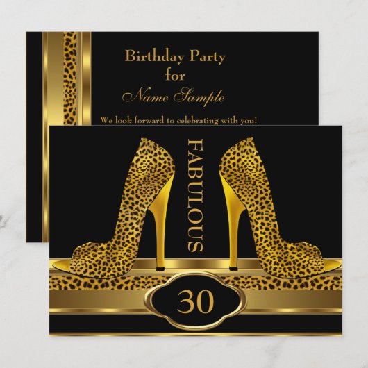 Invitation Fabulos Chaussures à Talons Hauts Fête Or Léopard (Devant / Derrière)