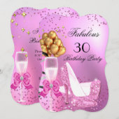 Invitation Fabulos Talons Hauts Rose Clair Brillant Anniversa (Devant / Derrière)