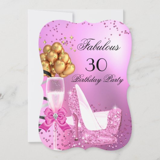 Invitation Fabulos Talons Hauts Rose Clair Brillant Anniversa (Devant)