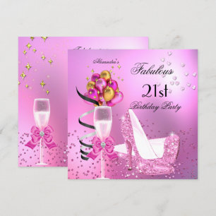 Invitation Fabulos Talons Légers Rose Clair 21ème Anniversair