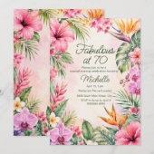 Invitation Fabulose Fleur Tropicale 70e Anniversaire (Devant / Derrière)