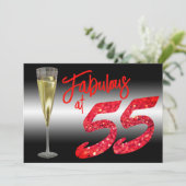 Invitation Fabulosité à 55 ans Anniversaire Paillettes Corail (Debout devant)