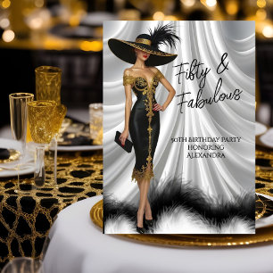 Invitation Fabulosité Anniversaire Femme Glamour Noir Or