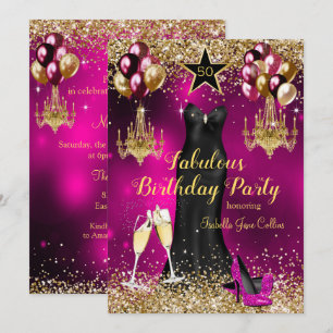 Invitation Fabulosité Anniversaire talons étoile Célébration 