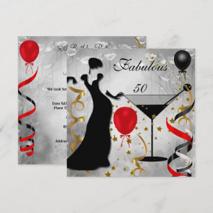Invitation Fabulosus 50 50e Anniversaire Deco Dame Rouge
