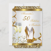 Invitation Fabulosus 50 Fantastiques Talons Dorés Fête d'Anni (Devant)