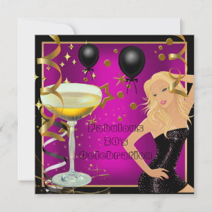 Invitation Fabulous 30 30e Anniversaire Rose Or Noir