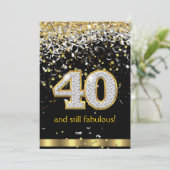 Invitation Fabulous 40 ans Rubans Dorés Argentés 40e Annivers (Debout devant)