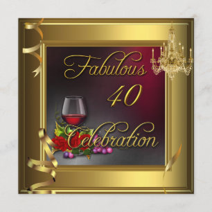 Invitation Fabulous 40 Celebration Crème Roses Vin Or
