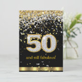 Invitation Fabulous 50 ans Rubans Dorés Argentés 50e Annivers (Debout devant)