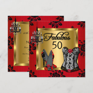 Invitation Fabulous 50 ans Talons Rouges Noirs Fête d'Anniver