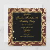 Invitation Fabulous 50 & Fantastic Brown Gold Damask Party (Dos)