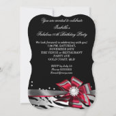 Invitation Fabulous 50 Fête Red Zebra Noir Perle Argent (Dos)