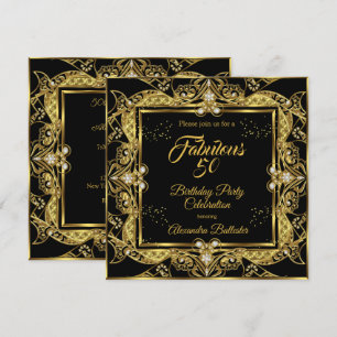 Invitation Fabulous 50 Joyau Noir Anniversaire Fête
