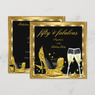 Invitation Fabulous 50 Or Champagne Talons Hauts Anniversaire