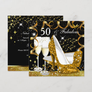 Invitation Fabulous 50 Paillettes Talon Haut Glitz Glamour Fê