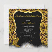 Invitation Fabulous 50 Party Champagne Doré Léopard (Dos)