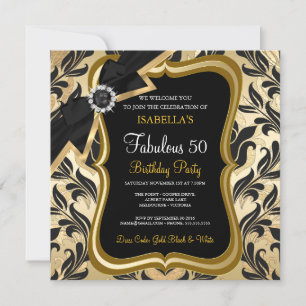 Invitation Fabulous 50 Perle Or Arc Noir Damassé