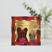 Invitation Fabulous 50 Red Heels Lustre Rose Corset en Dentel (Debout devant)