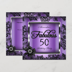Invitation Fabulous 50 Soirée Damassé Violet Broderie noire P