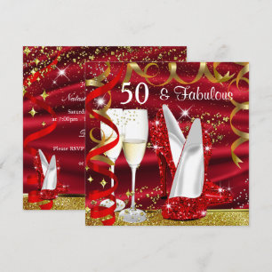 Invitation Fabulous 50 Talons Hauts Paillettes Or Rouge Soiré