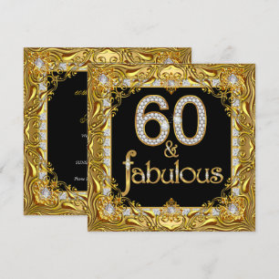 Invitation Fabulous 60 Or Diamant Noir Fête d'anniversaire 60