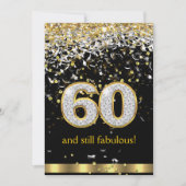 Invitation Fabulous 60 Rubans Dorés Argentés 60e Anniversaire (Devant)