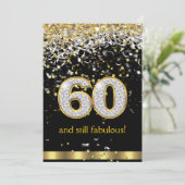 Invitation Fabulous 60 Rubans Dorés Argentés 60e Anniversaire (Debout devant)
