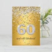 Invitation Fabulous 60 Rubans Dorés Argentés 60e Anniversaire (Debout devant)